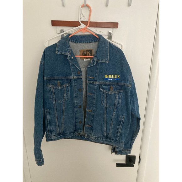 McHale's Navy Vintage 1997 Movie Crew Button Down Denim Jacket, Blue, Medium - Picture 1 of 4